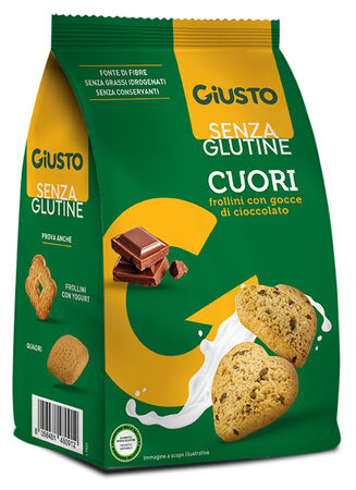 GIUSTO SENZA GLUTINE CUORI FROLLINI CON GOCCE DI CIOCCOLATO 200 G image not present