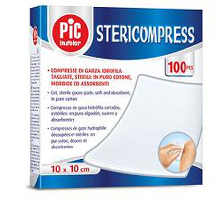 GARZA COMPRESSA IDROFILA PIC STERICOMPRESS 10X10 CM 4 BUSTE  25 PEZZI image not present