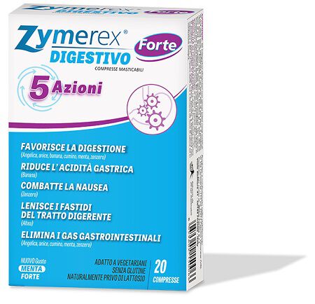 ZYMEREX DIGESTIVO FORTE 5 AZIONI 20 COMPRESSE MASTICABILI image not present