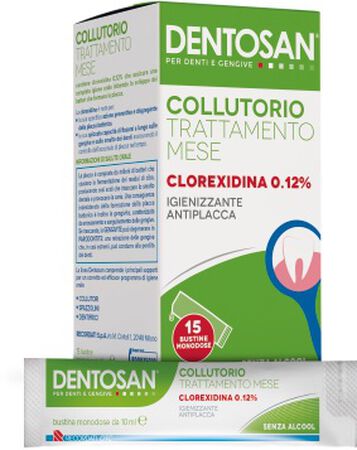 DENTOSAN COLLUTORIO MONODOSE TRATTAMENTO MENSILE 0,12% 15 BUSTINE DA 10 ML image not present