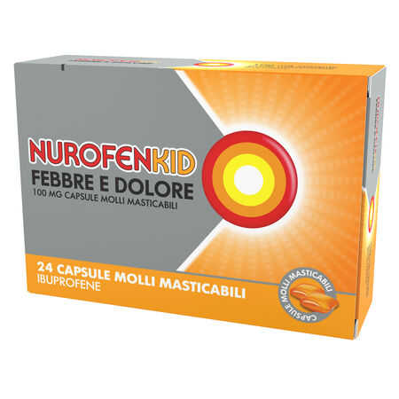 NUROFENKID FEBBRE E DOLORE*24 cps molli masticabili 100 mg image not present