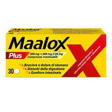 MAALOX PLUS*30 cpr mast 200 mg + 200 mg + 25 mg MAALOX PLUS*30 cpr mast 200 mg + 200 mg + 25 mg