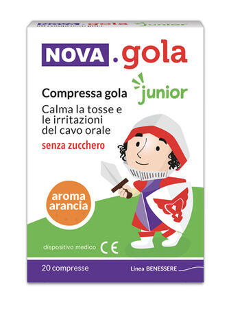 NOVA GOLA JUNIOR ARANCIA 20 COMPRESSE SENZA ZUCCHERO image not present