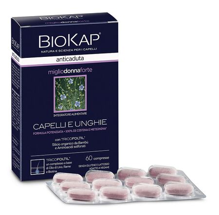 BIOKAP ANTICADUTA MIGLIO DONNA FORTE CON TRICOFOLTIL 60 COMPRESSE image not present