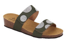 CALZATURA DUBAI 2 STRAPS MICROFIBRE+STRASS WOMAN GREEN TECNOLOGIA BIOPRINT MATERIALE MICROFIBRA + STRASS FODERA TOMAIA MICROFIBRA FODERA SOTTOPIEDE MICROFIBRA 41 SS22