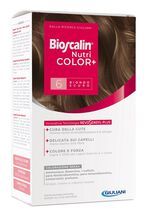 BIOSCALIN NUTRICOLOR PLUS 6 BIONDO SCURO CREMA COLORANTE 40 ML + RIVELATORE CREMA 60 ML + SHAMPOO 12 ML + TRATTAMENTO FINALE BALSAMO 12 ML