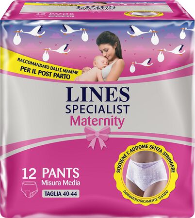LINES SPECIALIST MATERNITY MUTANDINA ASSORBENTE PER PERDITE POST PARTO MISURA MEDIUM 12 PEZZI image not present