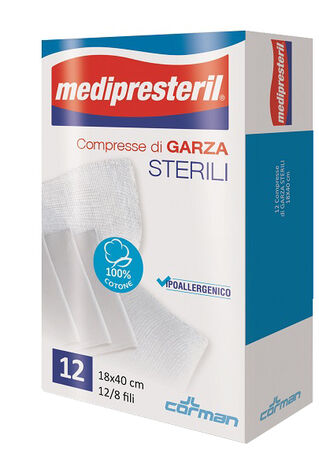GARZA COMPRESSA MEDIPRESTERIL 12/8 FU 18X40CM 12 PEZZI image not present