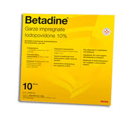 BETADINE*10 garze 10 cm x 10 cm 250 mg image not present