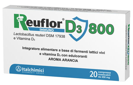 REUFLOR D3 800 20 COMPRESSE MASTICABILI AROMA ARANCIA image not present