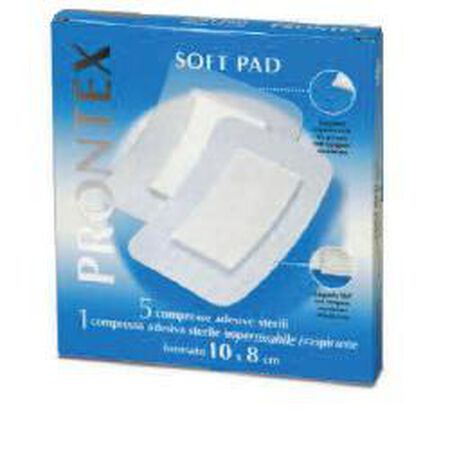 GARZA COMPRESSA PRONTEX SOFT PAD 10X8 CM 6 PEZZI (5 TNT + 1 IMPERMEABILE AQUA PAD) image not present