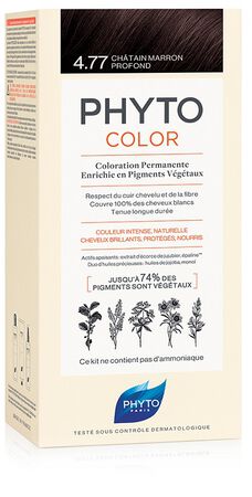 PHYTOCOLOR 4,77 CASTANO MARRONE INTENSO LATTE + CREMA + MASCHERA + 1 PAIO DI GUANTI image not present