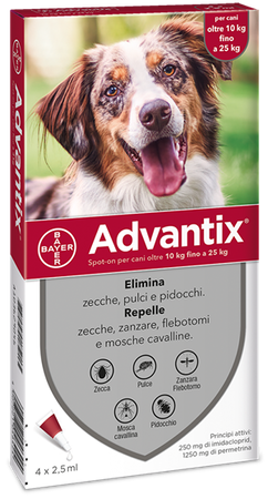 ADVANTIX SPOT ON*soluz 4 pipette 2,5 ml 250 mg + 1.250 mg cani da 10 a 25 Kg image not present