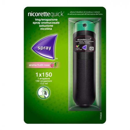 NICORETTEQUICK*1 flaconcino 150 dosi spray oromucosale 1 mg/erogazione aroma frutti rossi image not present