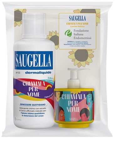 SAUGELLA BUNDLE DERMOLIQUIDO CHIAMALA PER NOME ENDOMETRIOSI PH 3,5 DETERGENTE INTIMO BENESSERE QUOTIDIANO 500ML + 150ML ACTI 3 IN OMAGGIO image not present