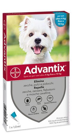 ADVANTIX SPOT ON*soluz 1 pipetta 1 ml 100 mg + 500 mg cani da 4 a 10 Kg image not present