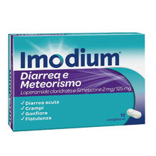 IMODIUM DIARREA E METEORISMO*12 cpr 2 mg + 125 mg IMODIUM DIARREA E METEORISMO*12 cpr 2 mg + 125 mg