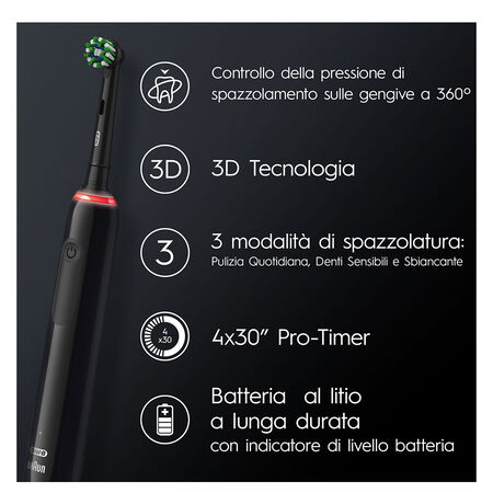 ORAL-B PRO 3 BLACK SPAZZOLINO ELETTRICO + 2 REFILL image not present