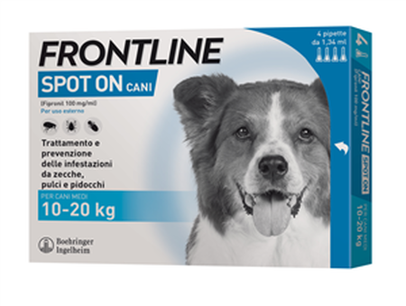 FRONTLINE SPOT-ON CANI*soluz 4 pipette 1,34 ml 134 mg cani da 10 a 20 Kg image not present