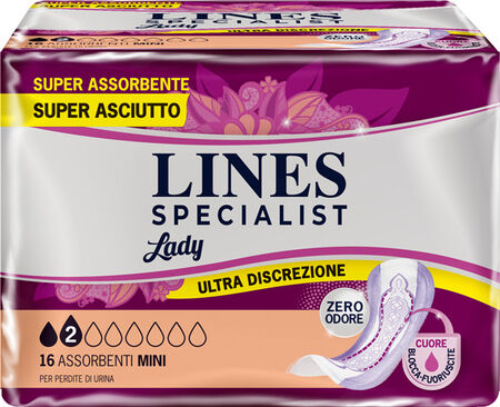 PANNOLONE SAGOMATO LINES SPECIALIST MINI 16 PEZZI image not present