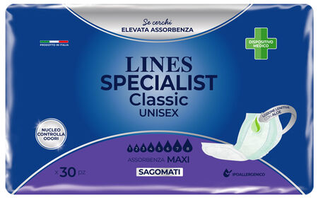 PANNOLONE PER INCONTINENZA LINES SPECIAL CLASSIC SAGOMATO MAXI 30 PEZZI image not present