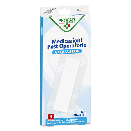 ACQUASTOP MEDICAZIONE POST OPERATORIA PROFAR MED 10X25 CM 3 PEZZI image not present