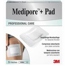 MEDICAZIONE MEDIPORE+PAD 5X7,2CM 5PEZZI