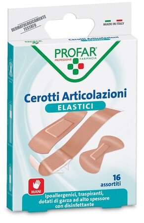 CEROTTO ELASTRICI MANI DITA ARTICOLAZIONI 16 PEZZI ASSORTITI PROFAR image not present