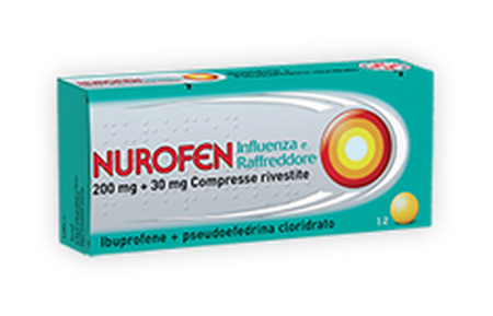 NUROFEN INFLUENZA E RAFFREDDORE*12 cpr riv 200 mg + 30 mg image not present