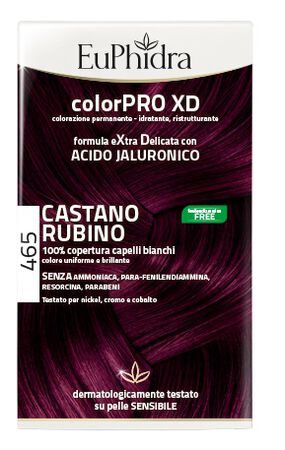 EUPHIDRA COLORPRO XD 465 CAST RUBINO GEL COLORANTE CAPELLI IN FLACONE + ATTIVANTE + BALSAMO + GUANTI image not present