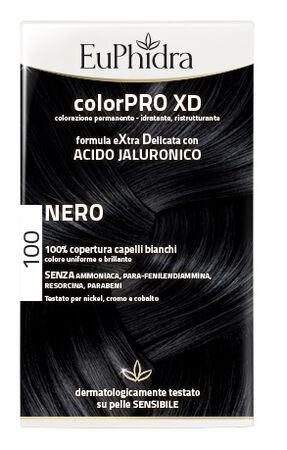 EUPHIDRA COLORPRO XD 100 NERO GEL COLORANTE CAPELLI IN FLACONE + ATTIVANTE + BALSAMO + GUANTI image not present