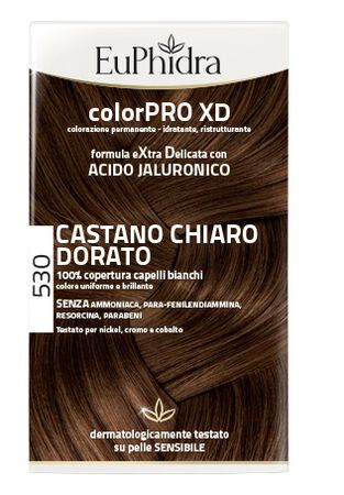 EUPHIDRA COLORPRO XD 530 CASTANO CHIARO DORATO GEL COLORANTE CAPELLI IN FLACONE + ATTIVANTE + BALSAMO + GUANTI image not present