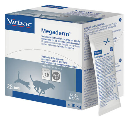 MEGADERM SUPPLEMENTO CANI SUPERIORI A 10 KG SCATOLA DA 28 SACCHETTI MONODOSE 4 ML image not present