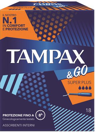 TAMPAX &GO ASSORBENTE INTERNO SUPER PLUS 18 PEZZI image not present