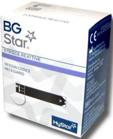STRISCE REATTIVE MISURAZIONE GLICEMIA BGSTAR MYSTAR 50 PEZZI image not present