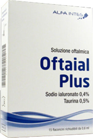 SOLUZIONE OFTALMICA OFTAIAL PLUS ACIDO IALURONICO 0,4% E TAURINA 15 FLACONCINI RICHIUDIBILI DA 0,6 ML image not present
