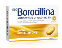 NEOBOROCILLINA ANTISETTICO OROFARINGEO*16 pastiglie 6,4 mg + 52 mg limone