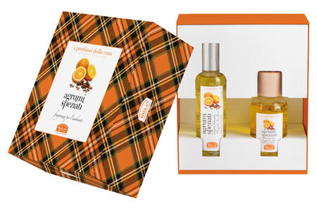 I PROFUMI DELLA CASA SET AGRUMI SPEZIATI 1 FRAGRANZA AMBIENTE SPRAY 100 ML + BASTONCINI AROMATICI AMBIENTE 100 ML image not present