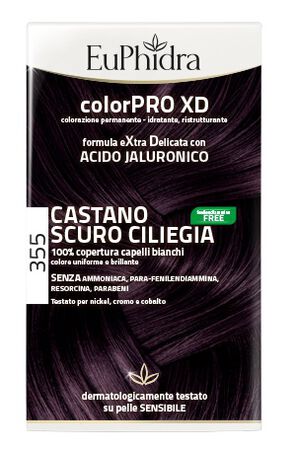 EUPHIDRA COLORPRO XD 355 CASTANO SCURO CILIEGIA GEL COLORANTE CAPELLI IN FLACONE + ATTIVANTE + BALSAMO + GUANTI image not present