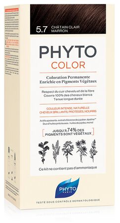 PHYTOCOLOR 5,7 CASTANO CHIARO TAB LATTE + CREMA + MASCHERA + 1 PAIO DI GUANTI image not present