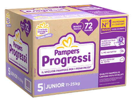 PAMPERS QUADRI PROGRESSI JUNIOR 72 PEZZI image not present