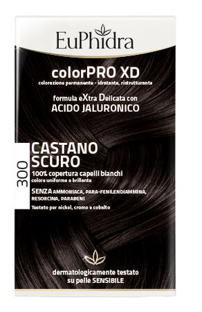EUPHIDRA COLORPRO XD 300 CASTANO SCURO GEL COLORANTE CAPELLI IN FLACONE + ATTIVANTE + BALSAMO + GUANTI image not present