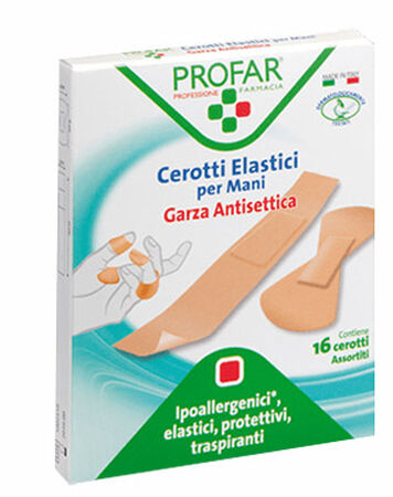 CEROTTO ELASTRICI MANI DITA ARTICOLAZIONI 16 PEZZI ASSORTITI PROFAR image not present