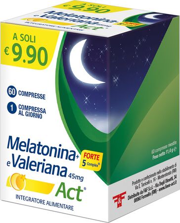 MELATONINA ACT 1MG + VALERIANA + 5 FORTE COMPLEX 60 COMPRESSE image not present