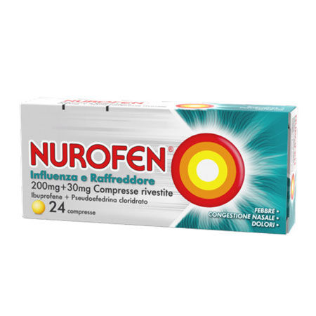 NUROFEN INFLUENZA E RAFFREDDORE*24 cpr riv 200 mg + 30 mg image not present