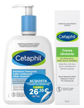 CETAPHIL BIPACK EMULSIONE DETERGENTE 470 ML + CREMA IDRATANTE 100 G image not present