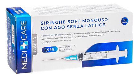 SIRINGA SOFT CAPACITA' 2,5ML AGO GAUGE 23 CONFEZIONE 10 PEZZI image not present