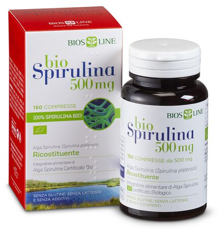 BIOSLINE BIOSPIRULINA 500 NEW 150 COMPRESSE CERT ECOCERT image not present
