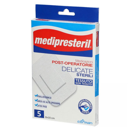 MEDICAZIONE MEDIPRESTERIL POST OPERATORIA DELICATA STERILE 8X10 5 PEZZI image not present