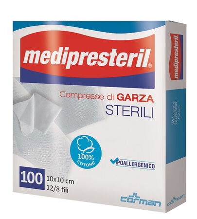 GARZA COMPRESSA MEDIPRESTERIL 12/8 FU 10X10CM 100 PEZZI image not present